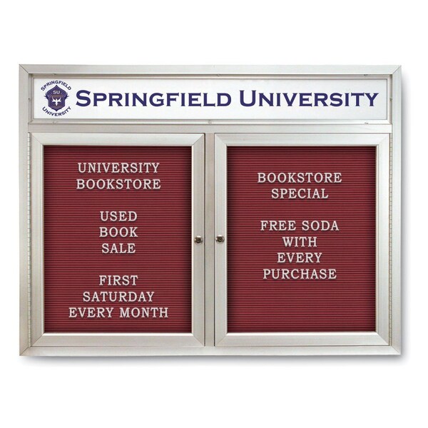Indoor Enclosed Combo Board, 42"x32", Bronze Frame/White Porc & Cobalt